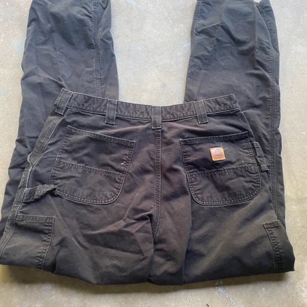 Carhartt Men's Dark Brown Cargo Work Pants - Picture 3 of 4